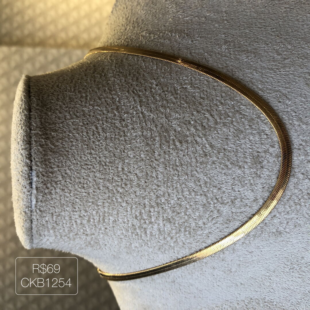 Choker Fita 4mm Liso Dourado